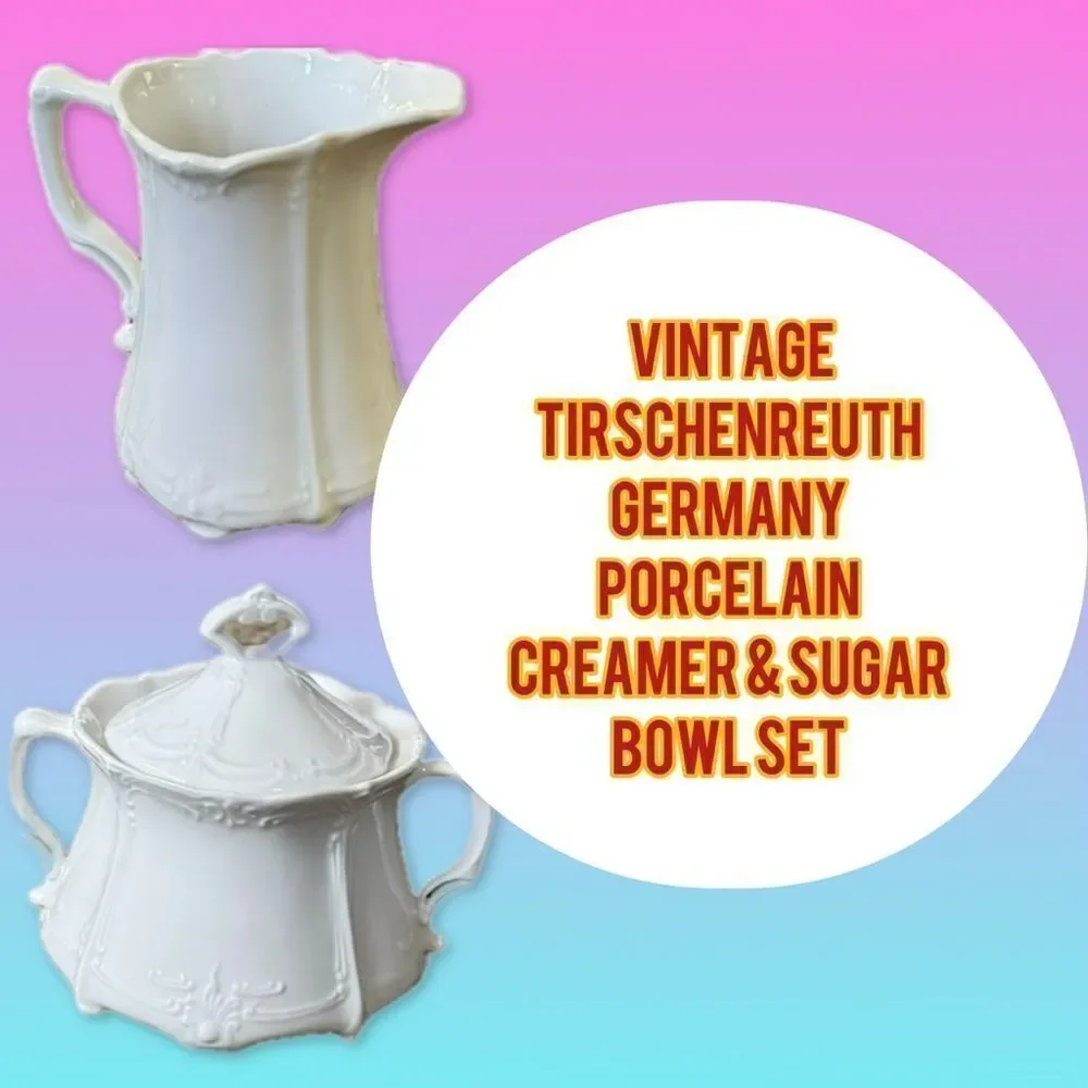 Vintage Tirschenreuth Germany Porcelain Creamer & Sugar Bowl Set